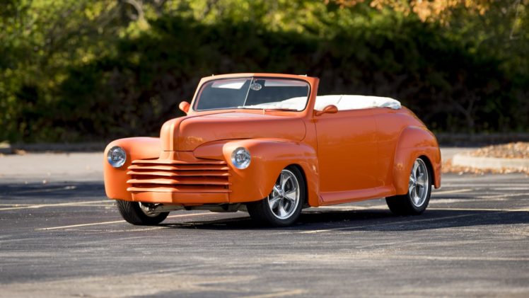 1946, Ford, Convertible, Street, Rod, Orange, Cars HD Wallpaper Desktop Background