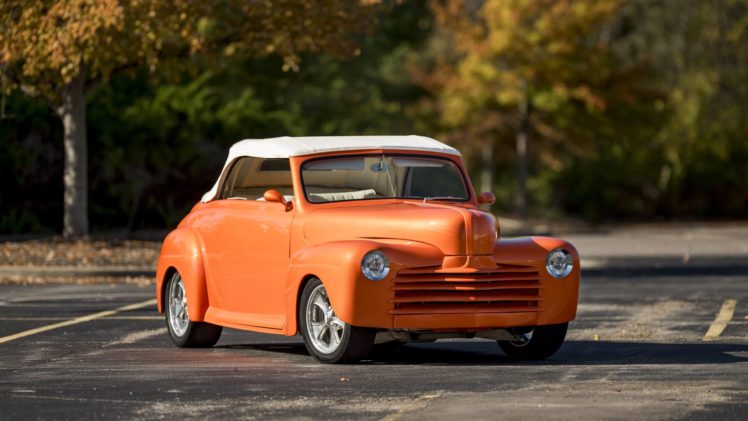1946, Ford, Convertible, Street, Rod, Orange, Cars HD Wallpaper Desktop Background