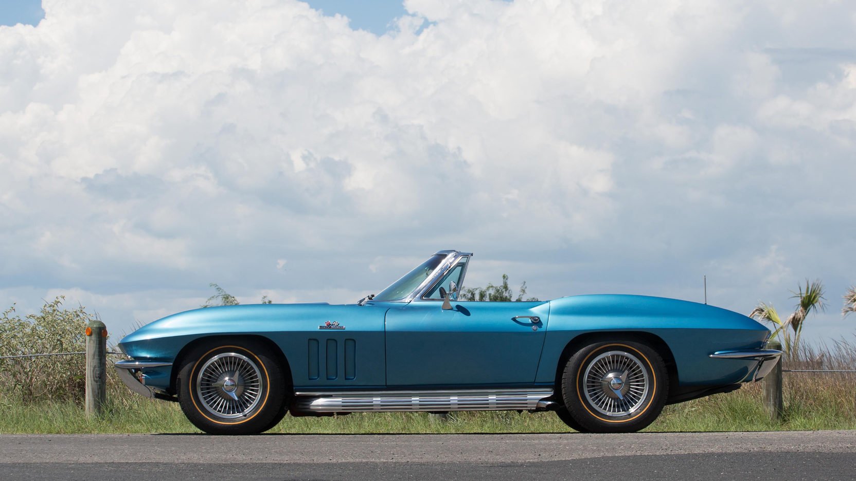 1966, Chevrolet, Corvette,  c2 , Convertible, Blue Wallpaper