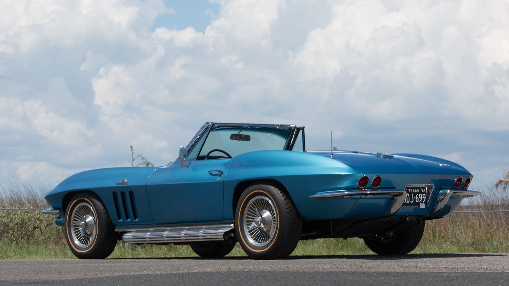 1966, Chevrolet, Corvette,  c2 , Convertible, Blue Wallpaper
