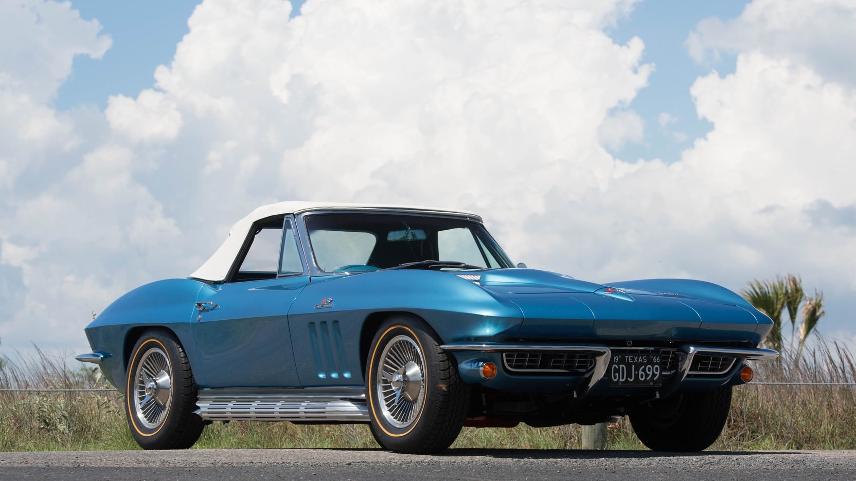 1966, Chevrolet, Corvette,  c2 , Convertible, Blue Wallpaper