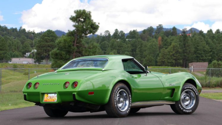 1975, Chevrolet, Corvette,  c3 , Convertible, Green HD Wallpaper Desktop Background