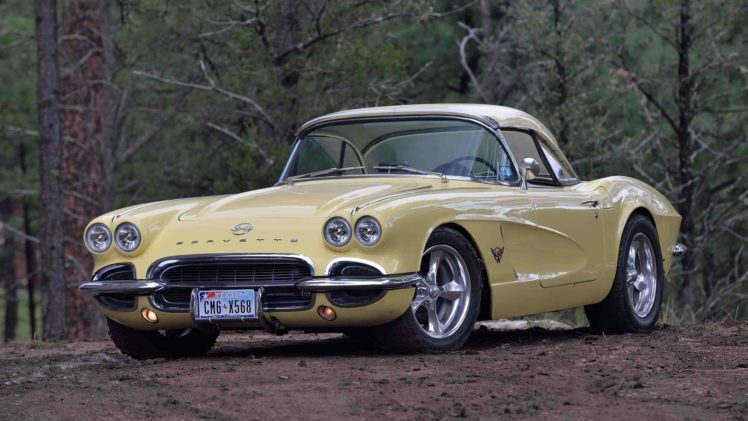 1962, Chevrolet, Corvette,  c1 , Convertible, Cars, Yellow HD Wallpaper Desktop Background