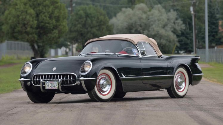 1954, Chevrolet, Corvette,  c1 , Roadster, Cars, Black HD Wallpaper Desktop Background