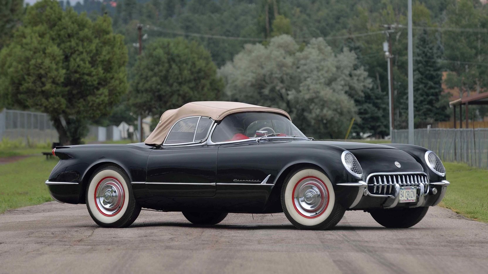 1954, Chevrolet, Corvette,  c1 , Roadster, Cars, Black Wallpaper