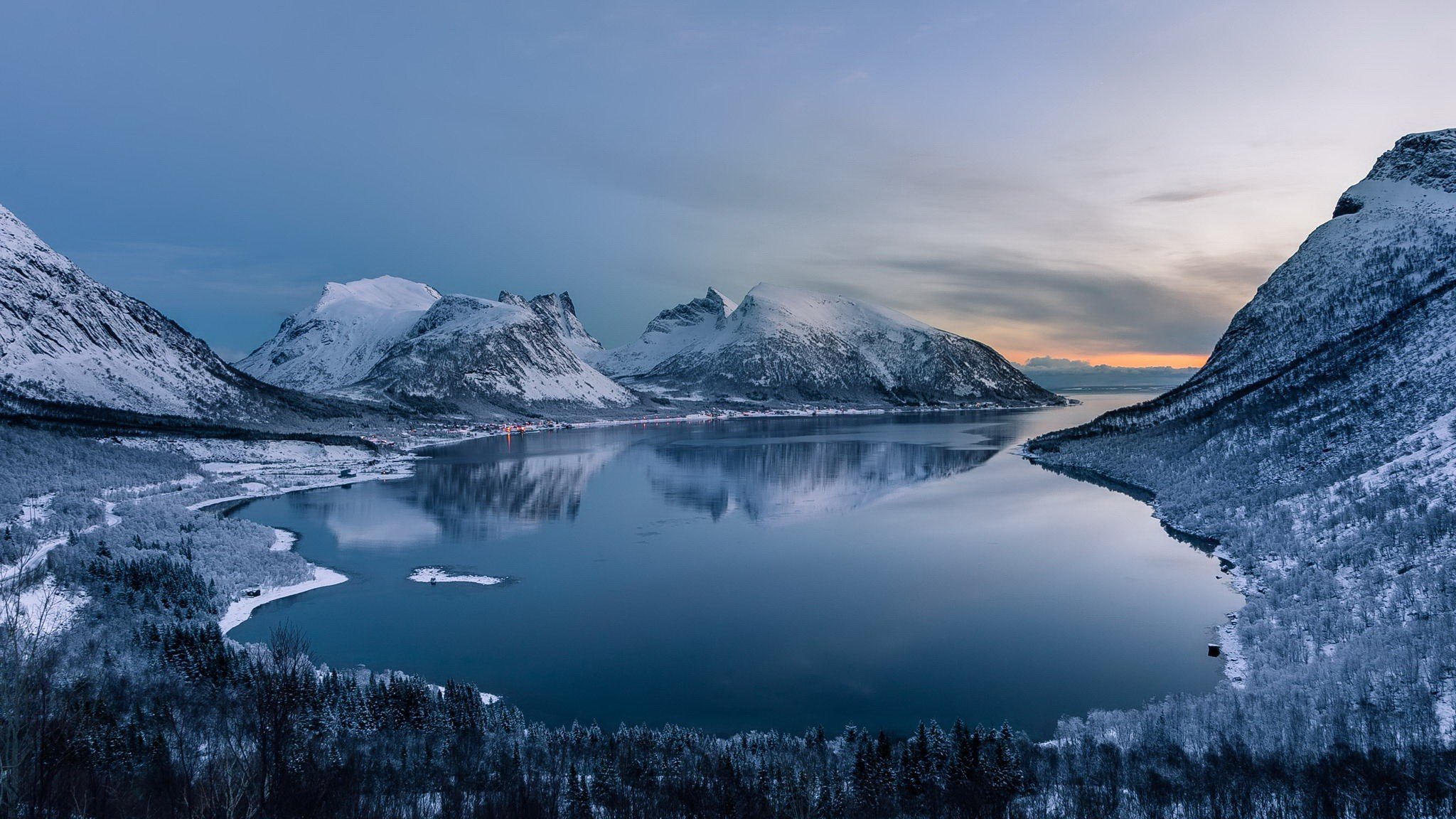 lago, Invierno, Montay Wallpaper