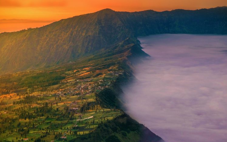 landscape, Nature, Village, Mount, Bromo, Java, Indonesia HD Wallpaper Desktop Background