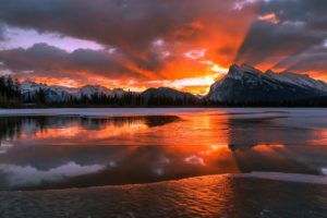 nature, Landscape, Mountains, Canada, Alberta, Snow, Winter