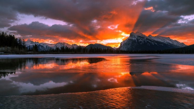 nature, Landscape, Mountains, Canada, Alberta, Snow, Winter HD Wallpaper Desktop Background