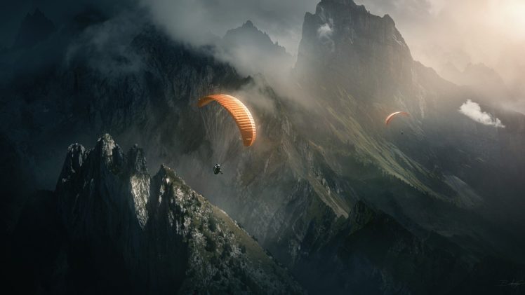 nature, Landscape, Mountain, Paragliding, Scuba HD Wallpaper Desktop Background