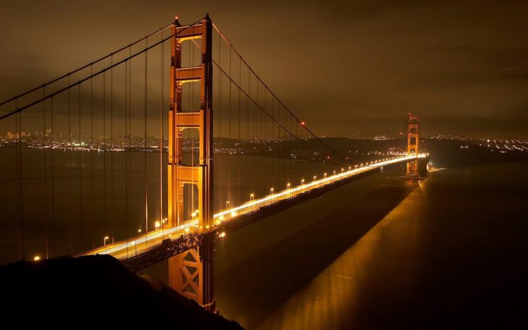 night, Golden, Gate, Bridge, San, Francisco HD Wallpaper Desktop Background