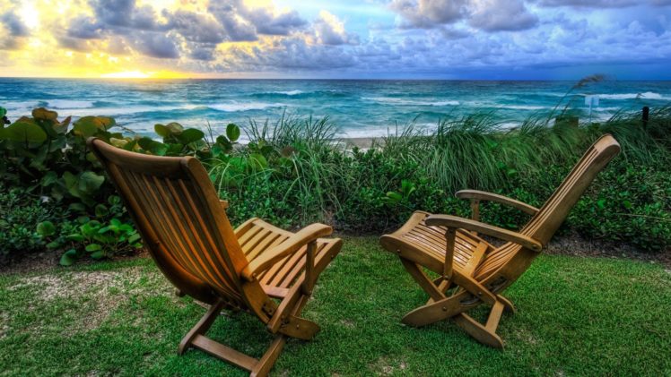 beach, Chairs, 1920×1080, Hdtv, 1080p HD Wallpaper Desktop Background