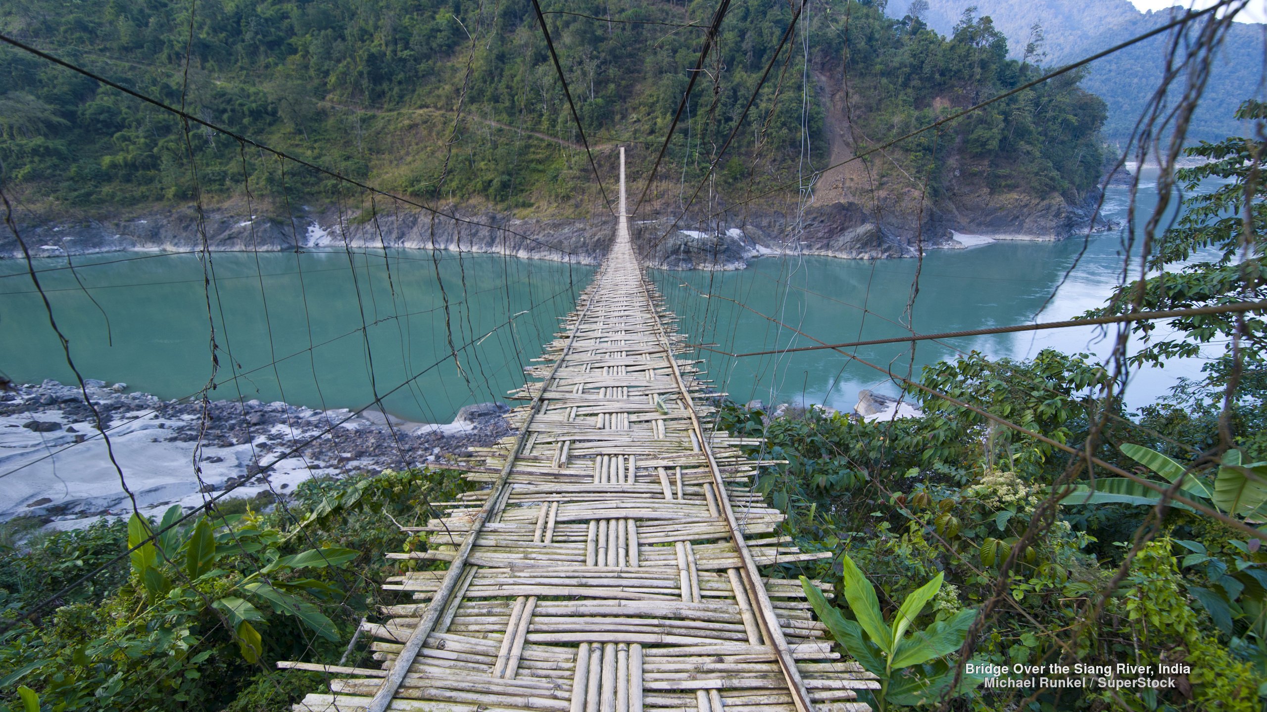 bridge, Over, The, Siang, River, India Wallpaper