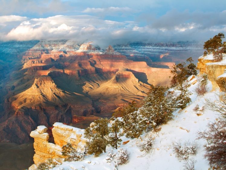 clearing, Winter, Grand, Canyon, National, Park, Arizona HD Wallpaper Desktop Background