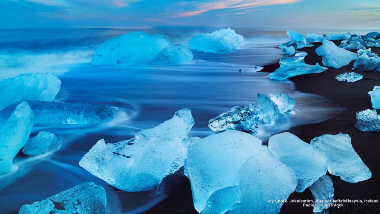 icy, Shore, Jokulsarlon, Austur skaftafellssysla, Iceland HD Wallpaper Desktop Background