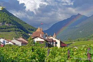 rainbow, Over, Aigle, Castle, Switzerland