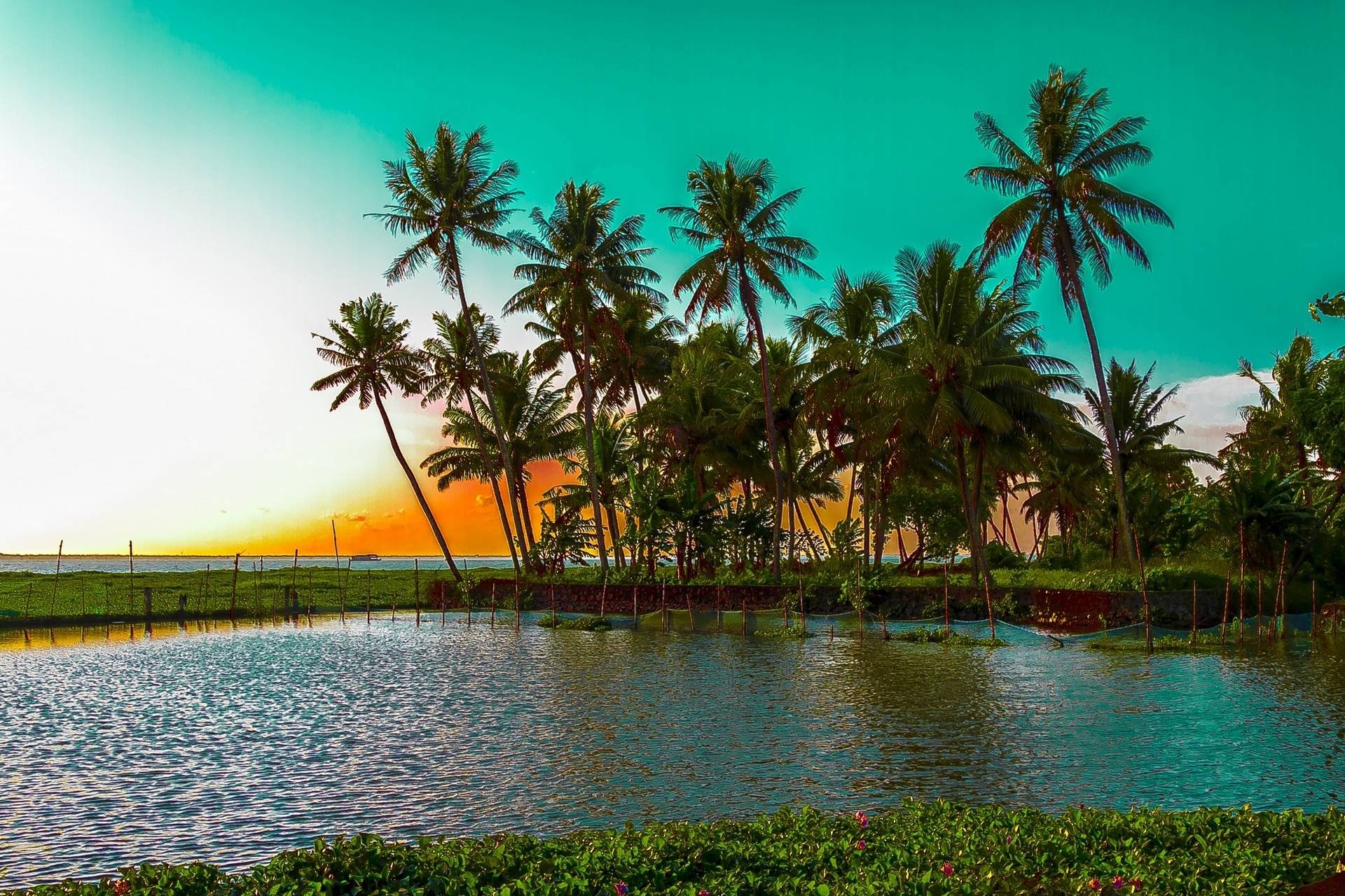 kochi, Kerala, Blues, Back, Water, Lagoons, Sunset, Beach, Ship, Channels, Chinese, Nets, Skyscraper, Water, City,  10 Wallpaper