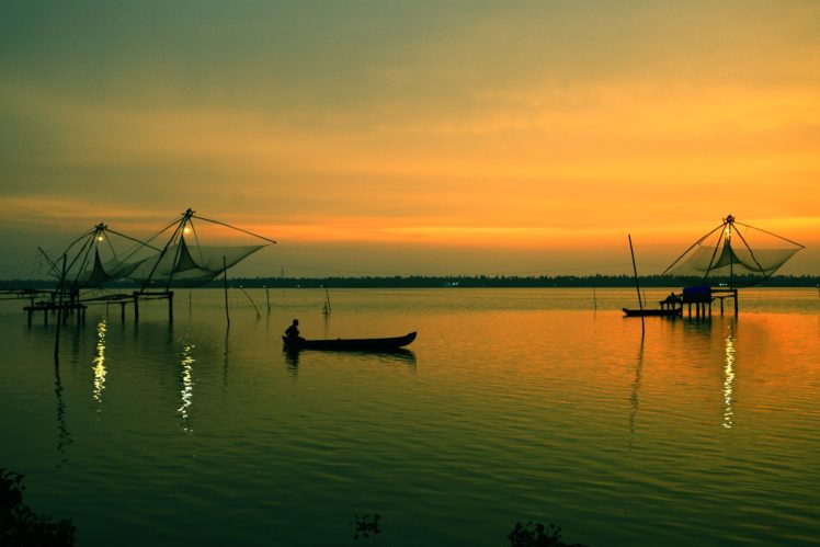 kochi, Kerala, Blues, Back, Water, Lagoons, Sunset, Beach, Ship, Channels, Chinese, Nets, Skyscraper, Water, City,  17 HD Wallpaper Desktop Background