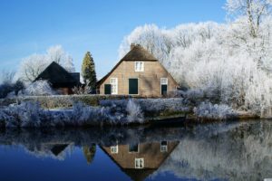 farmhouse, Along, The, Kromme, Rijn, River