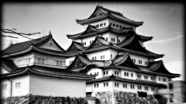 nagoya, Castle, In, Black, And, White HD Wallpaper Desktop Background