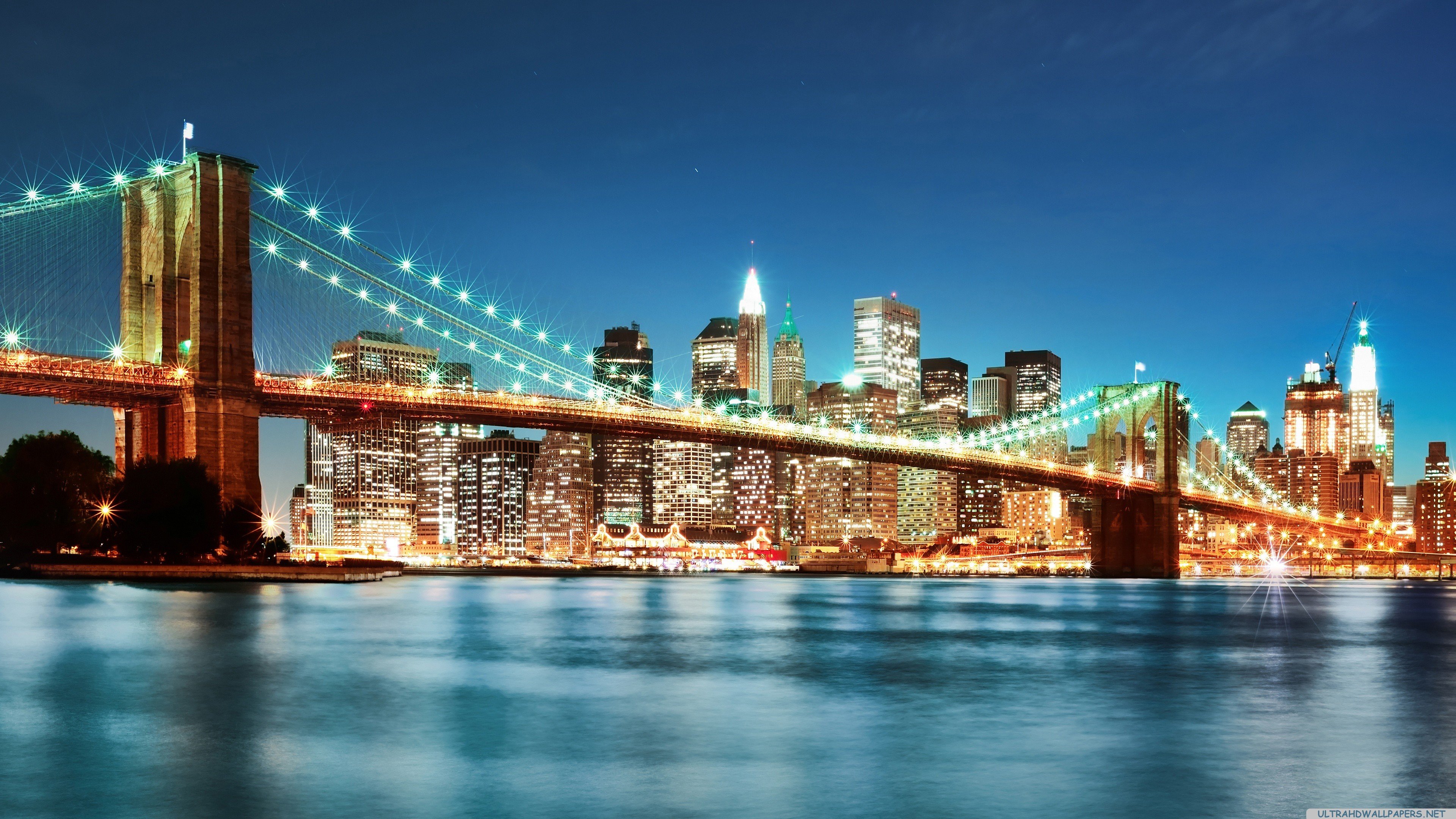 new, York, City, Night, Lights Wallpaper