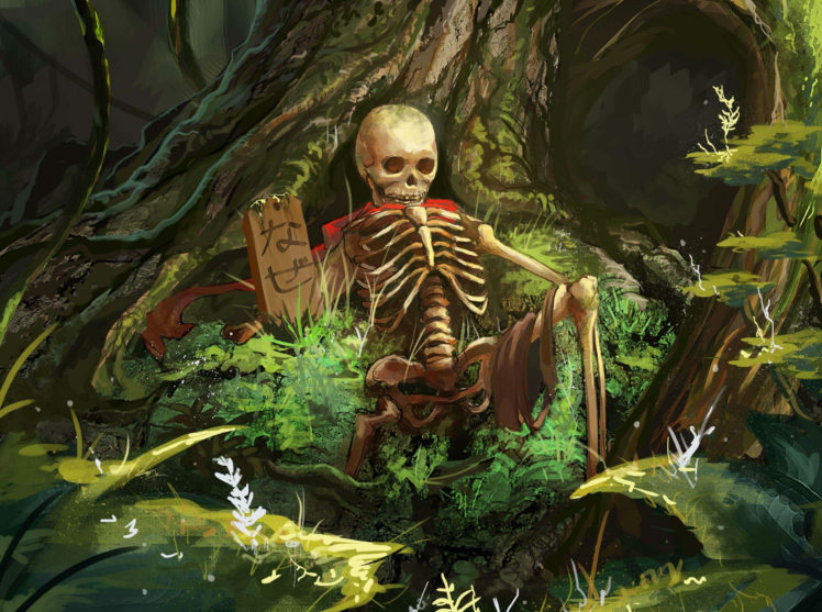 skulls, Painting, Art, Forests, Skeleton, Fantasy, Skull, Skeleton, Skeletons HD Wallpaper Desktop Background
