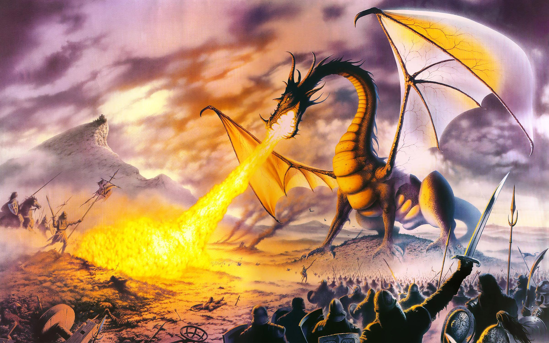 dragon, Dragons, Fire, Battle, Warrior Wallpaper