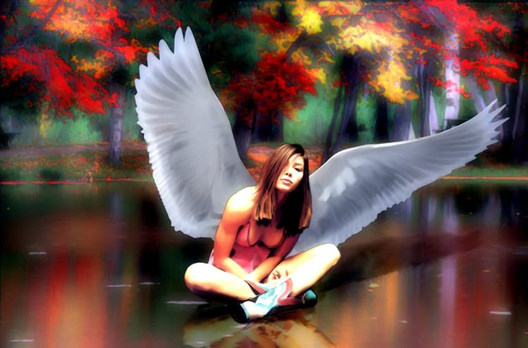 angels, Fantasy, Girls, Girl, Asian, Women, Mood, Autumn, Bokeh HD Wallpaper Desktop Background