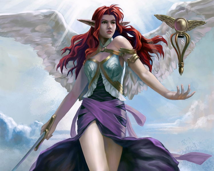 angels, Fantasy, Girls, Angel, Elf, Elves, Magic, Sword, Swords HD Wallpaper Desktop Background