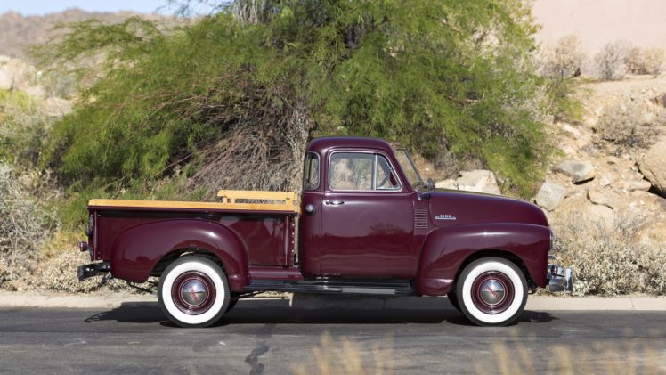 1953, Chevrolet, 3100, 5 window, Pickup, Truck, Burgundy HD Wallpaper Desktop Background
