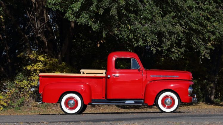 1951, Ford f1, Pickup, Truck, Red HD Wallpaper Desktop Background