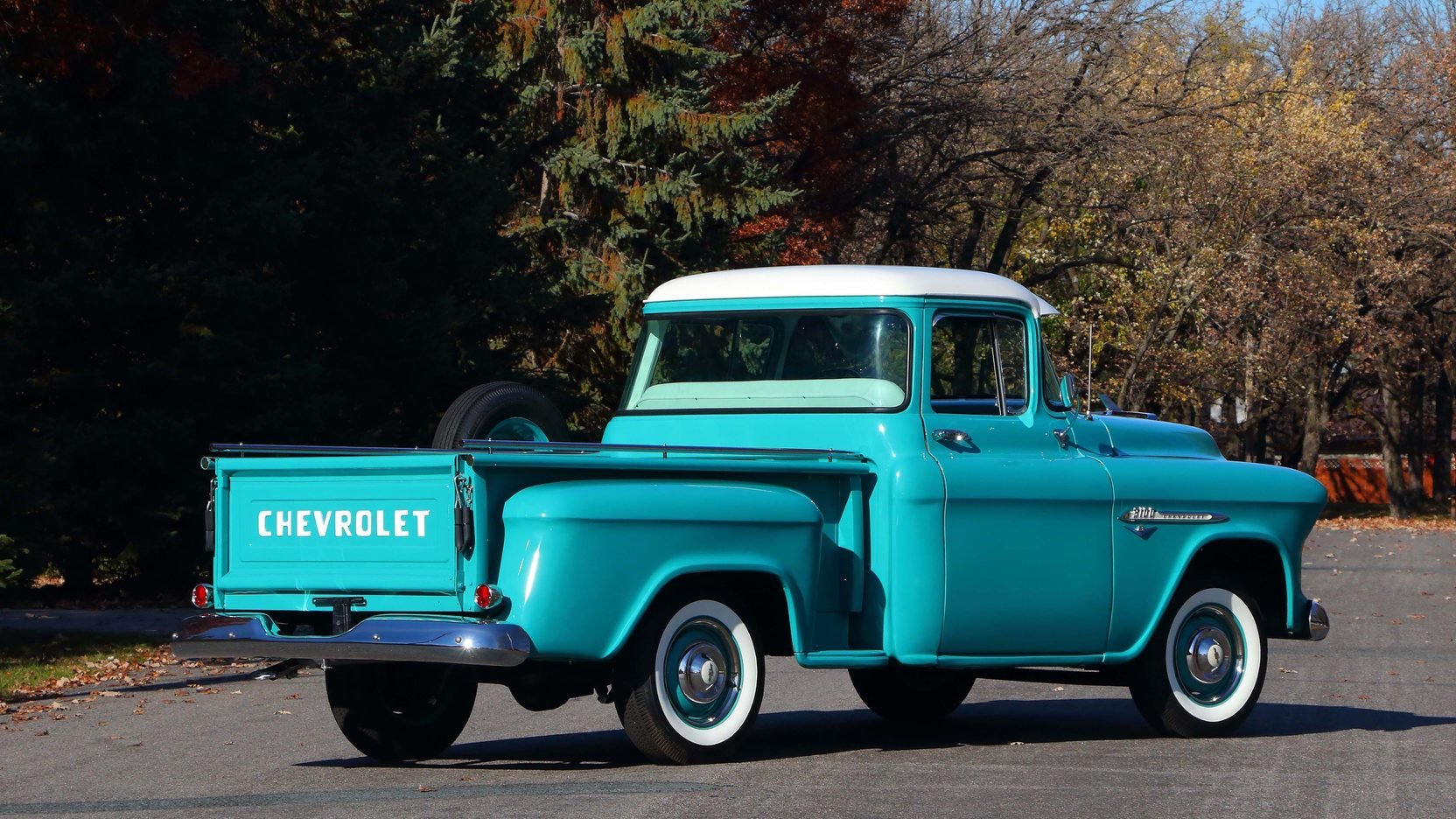1955, Chevrolet, 3100, Pickup, Truck, Blue Wallpaper