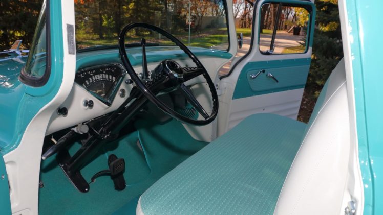 1955, Chevrolet, 3100, Pickup, Truck, Blue HD Wallpaper Desktop Background