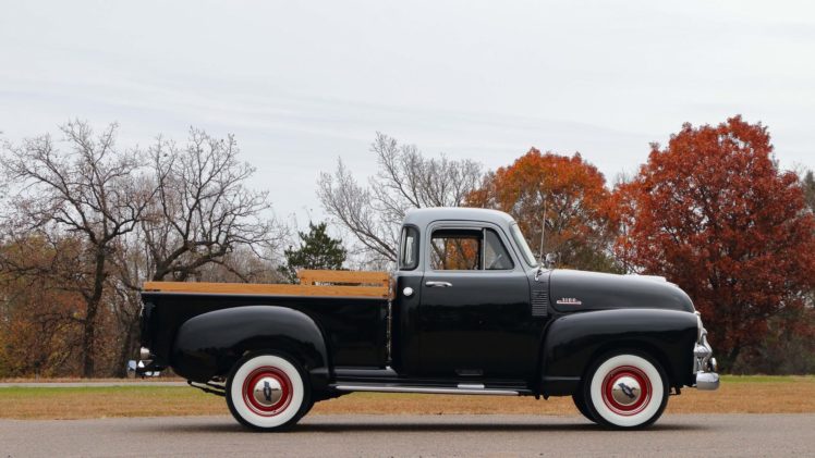 1954, Chevrolet, 3100, 5 window, Pickup, Truck, Black HD Wallpaper Desktop Background