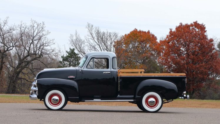 1954, Chevrolet, 3100, 5 window, Pickup, Truck, Black HD Wallpaper Desktop Background