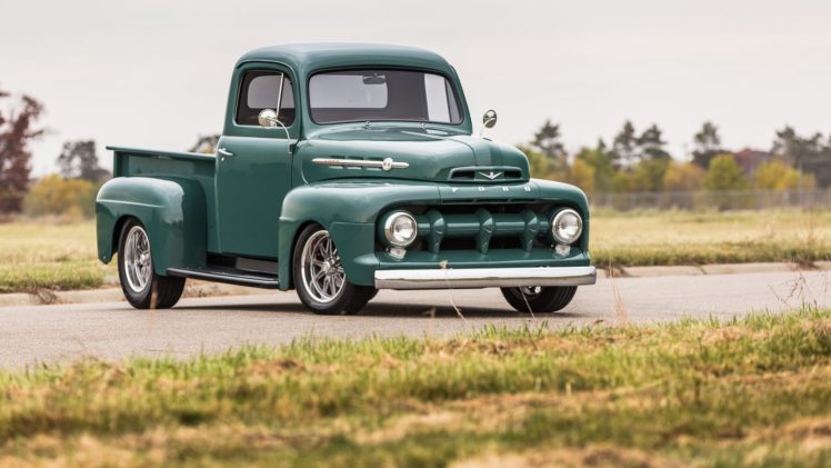 1952, Ford f1, Pickup, Truck, Green HD Wallpaper Desktop Background