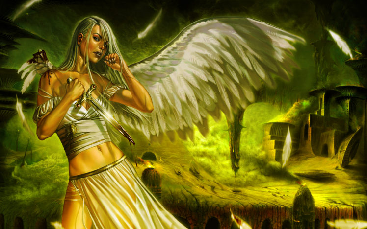 angels, Wings, Fantasy, Girls, Angel, Gothic, Blood, Fallen, Dark HD Wallpaper Desktop Background