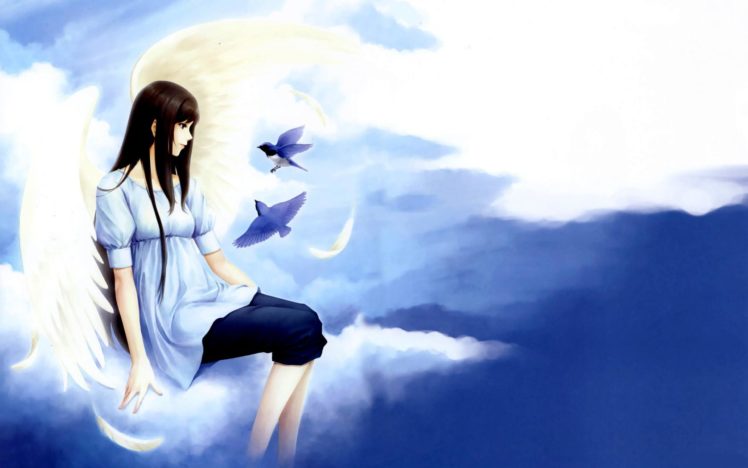 original, Angels, Wings, Fantasy, Girls, Angel, Girl, Sky, Clouds HD Wallpaper Desktop Background