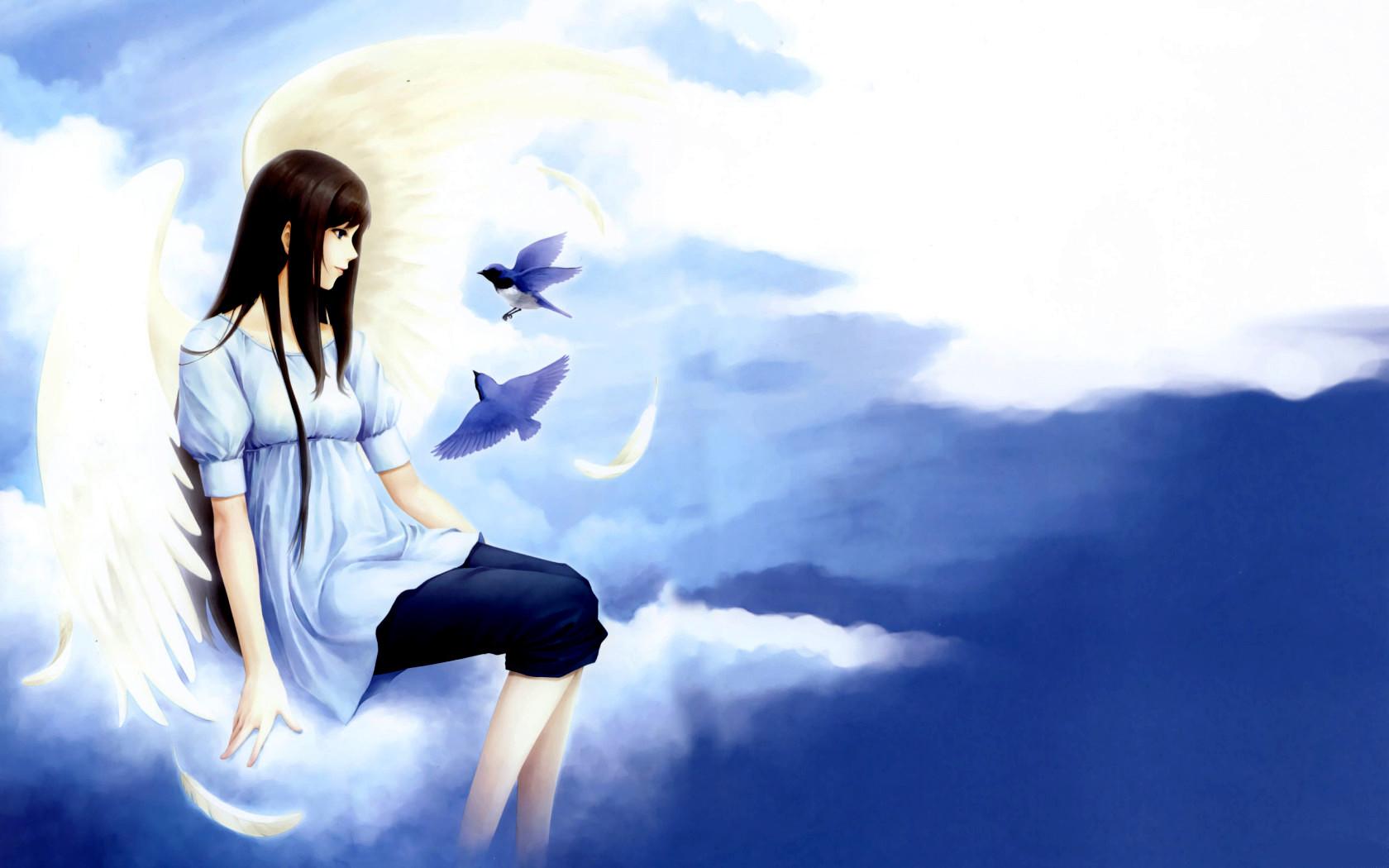 original, Angels, Wings, Fantasy, Girls, Angel, Girl, Sky, Clouds Wallpaper