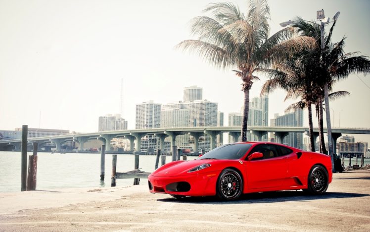cityscapes, Cars, Ferrari, Vehicles, Palm, Trees, Red, Cars HD Wallpaper Desktop Background