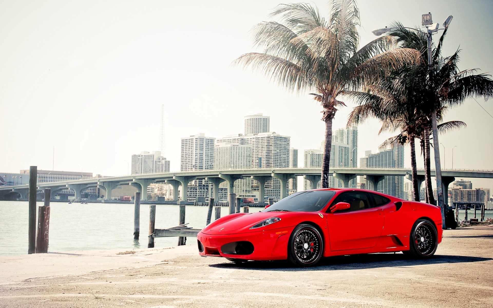 cityscapes, Cars, Ferrari, Vehicles, Palm, Trees, Red, Cars Wallpaper