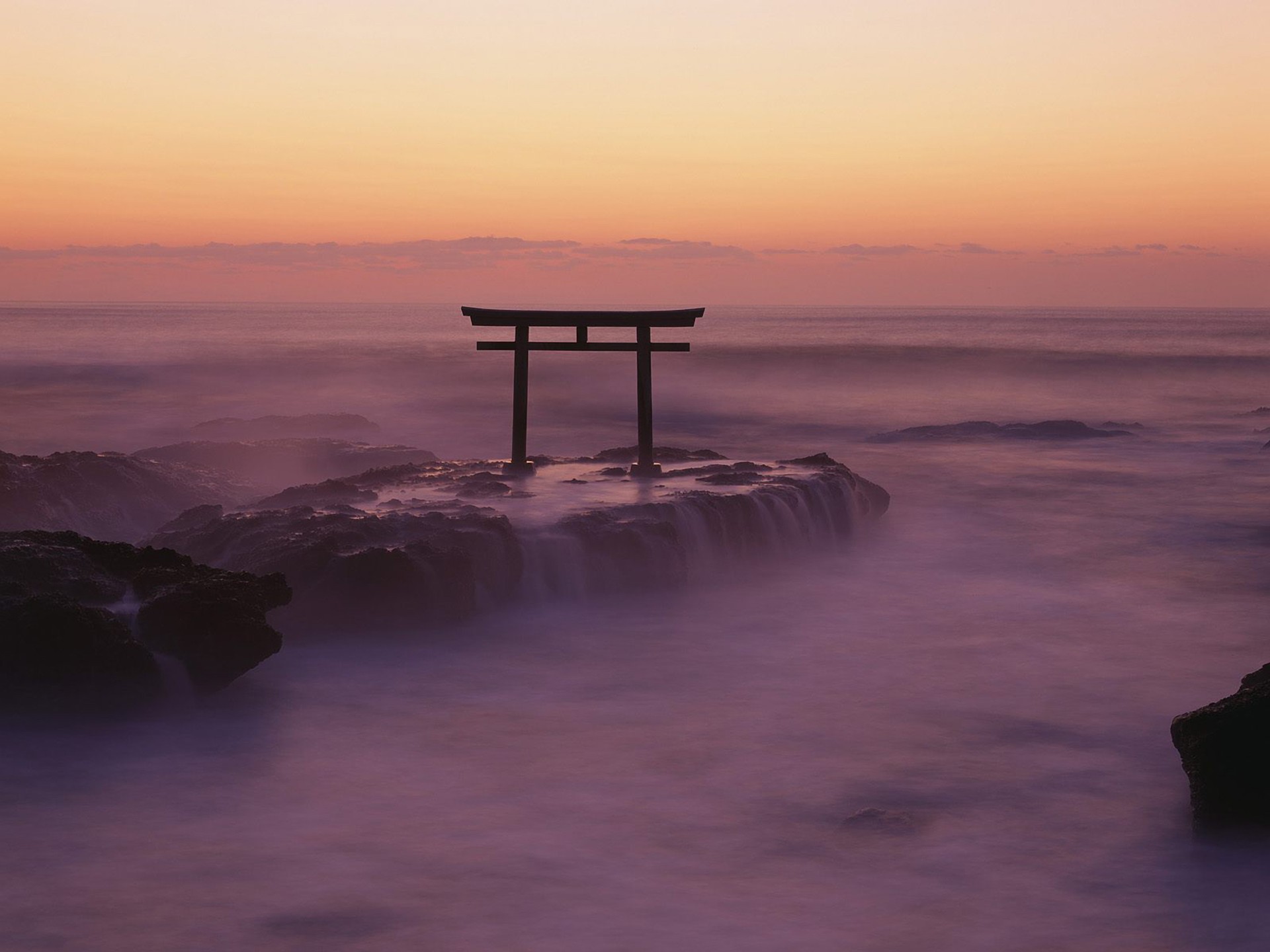 water, Clouds, Landscapes, Nature, Fog, Mist, Torii, Skyscapes Wallpaper