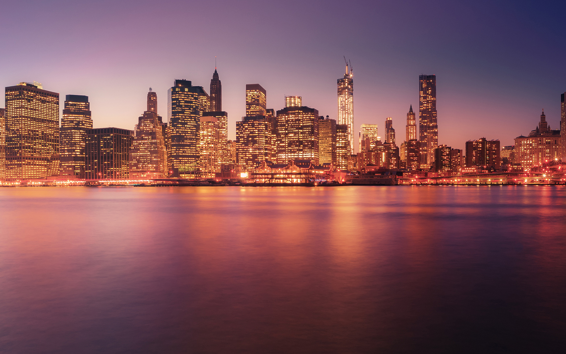 new, York, Building, Reflection, Night, Lights, Building, Skyscraper