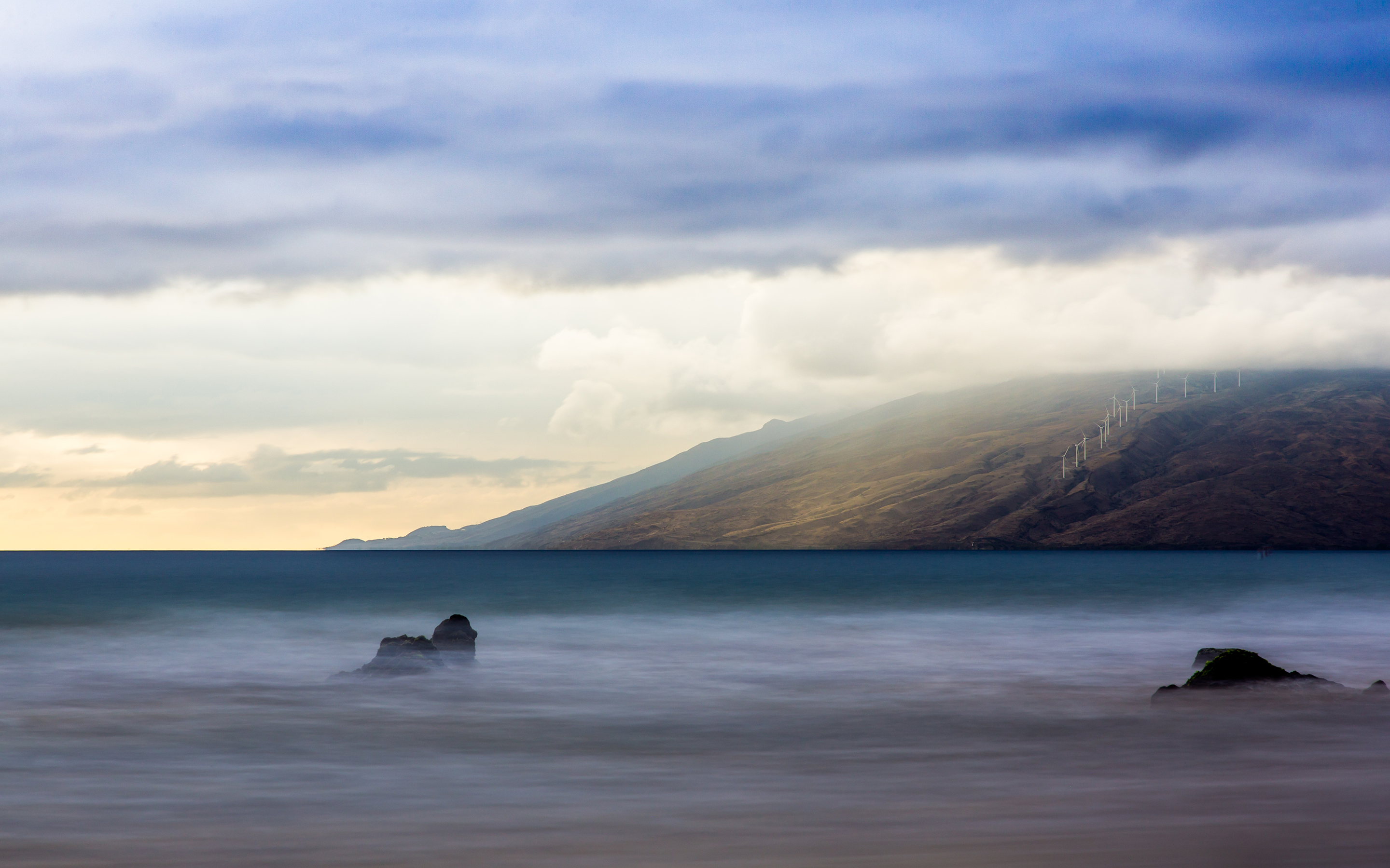 windmill, Landscape, Ocean, Sea, Timelapse, Exposure, Sky Wallpaper