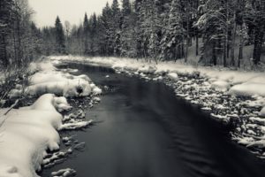 landscape, River, Snow