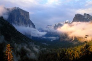 cliff, Clouds, Mountain, Trees, Yosemite, National, Park