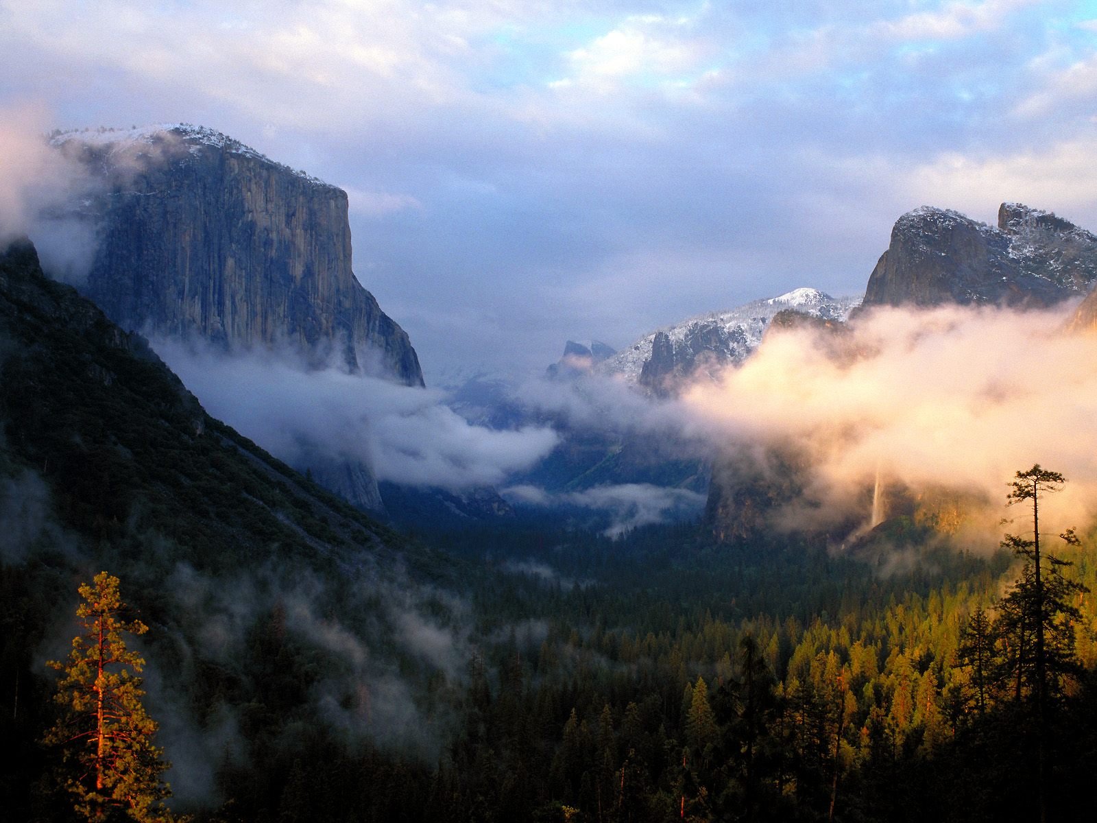 cliff, Clouds, Mountain, Trees, Yosemite, National, Park Wallpaper