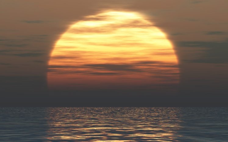 digital, Art, Sea, Sunset, Water HD Wallpaper Desktop Background