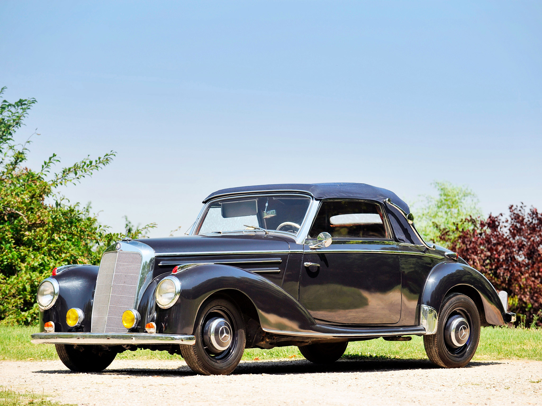 1951, Mercedes, Benz, 220, Cabriolet, A, W187, Retro Wallpaper