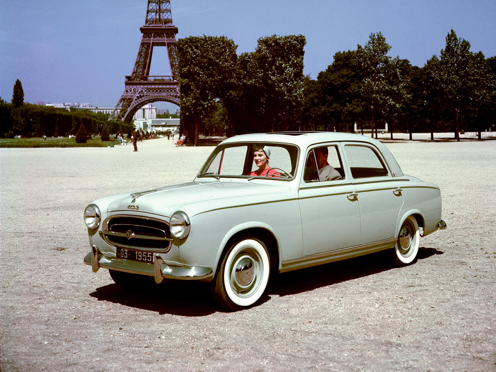 1955, Peugeot, 403, Eiffel, Tower, Retro Wallpaper